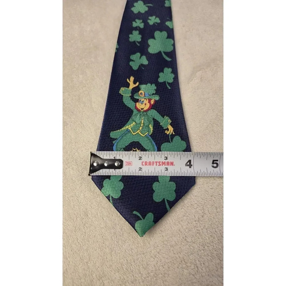 Dino Romano Mens Green St Patricks Day Party Necktie Irish Leprechaun 59x4 Inch - Picture 8 of 8